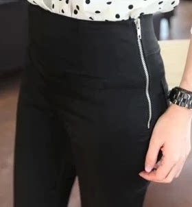 瘦腿侧拉链韩版白色常规小脚裤
