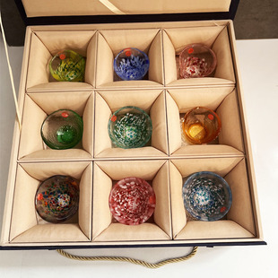 日本aderia杯子石冢硝子茶杯彩色玻璃杯手工日式清酒杯收纳盒送礼