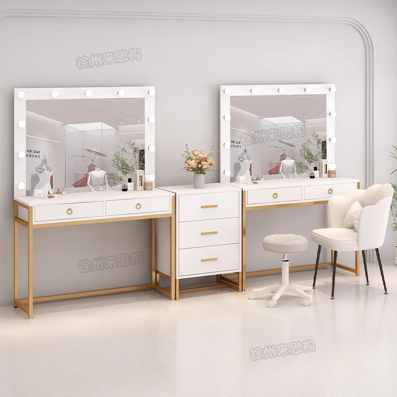 轻奢影楼化妆台带灯专业婚纱店学校理发店专用化妆桌美容院化妆台