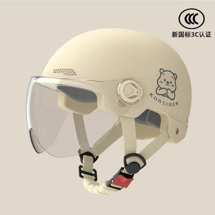新国标3c认证电动车头盔电瓶摩托车安全帽夏季半盔四季通用镜片