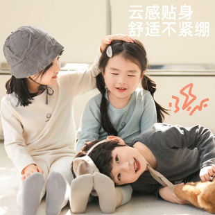 男童女童打底舒適保暖內衣套裝 純色 秋冬寶寶家居服棉秋衣秋褲 新品