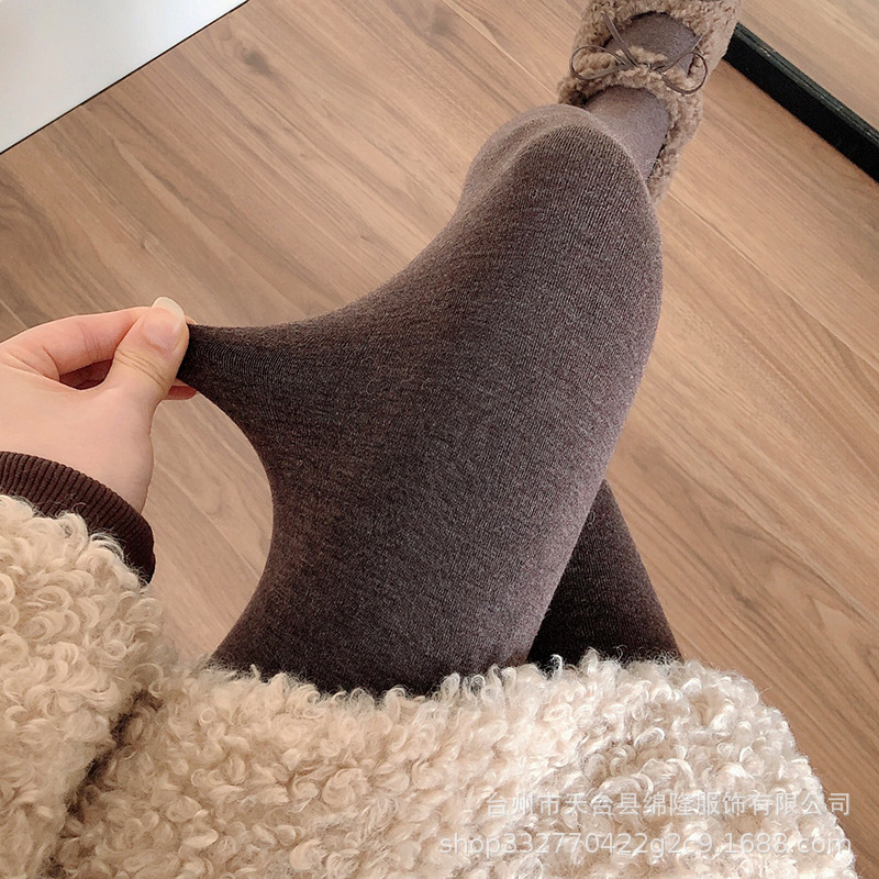 咖啡色打底裤女秋冬款加厚加绒奶咖色连裤袜显瘦保暖烟灰色踩脚袜