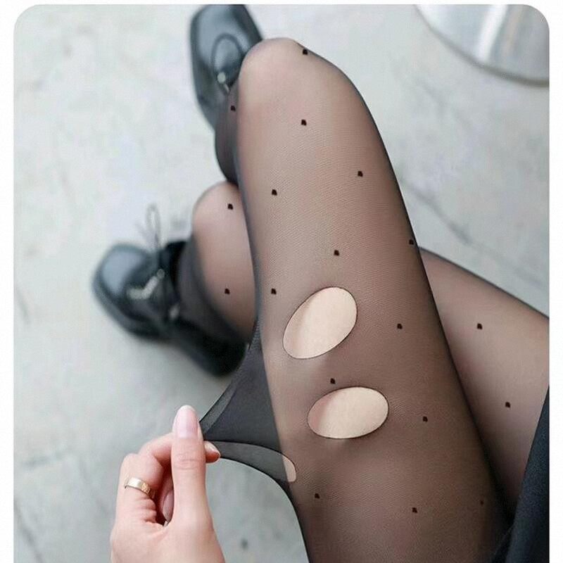 加长植绒爱心波点黑丝性感防勾丝袜字母女小香风加绒加厚光腿神器