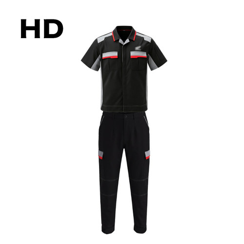 夏季短袖翻领耐磨维修工作服套装