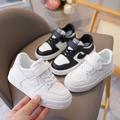 奥莱甄选儿童鞋子男童板鞋春秋黑白熊猫鞋透气女童小白鞋