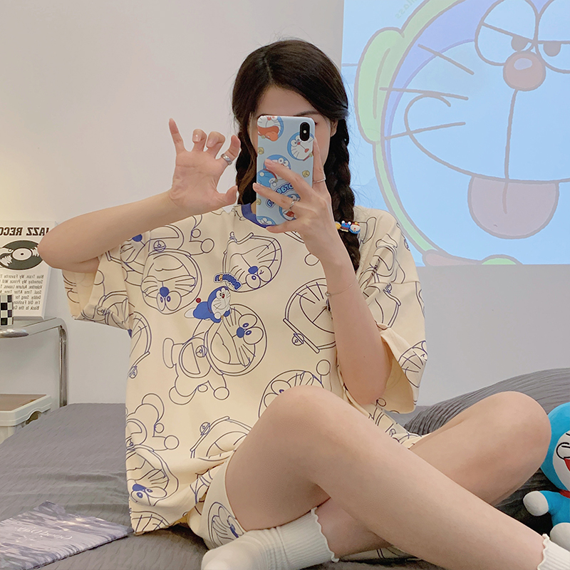 夏日系高颜值系哆啦A梦家居服女
