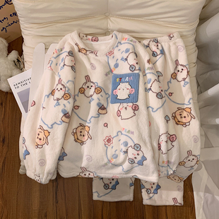 新款 家居服乌萨奇法兰绒2025年高中生宿舍睡衣女生 卡通珊瑚绒冬季