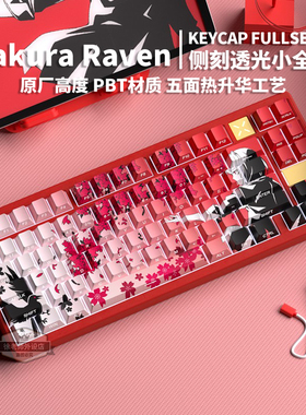 Sakura Raven键帽透光五面热升华PBT材质原厂小蜜蜂Real 67键帽