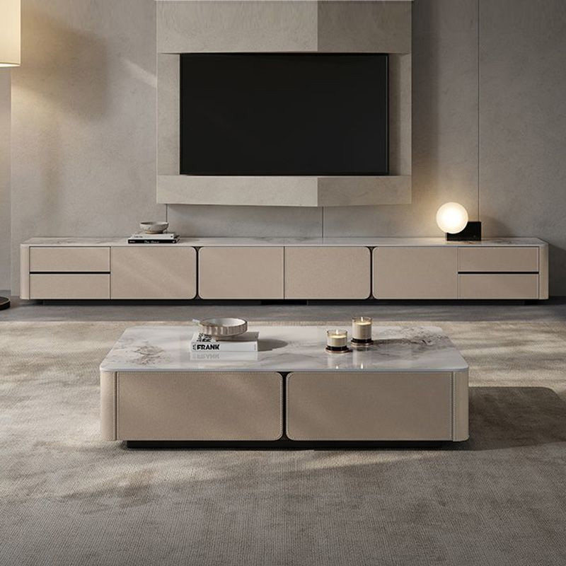 意式极简马鞍皮超长电视柜茶几组合现代简约家用小户型储物落地柜,住宅家具,电视柜,淘宝优惠券,粉丝福利购,淘宝优惠卷