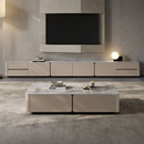 意式 极简马鞍皮超长电视柜茶几组合现代简约家用小户型储物落地柜