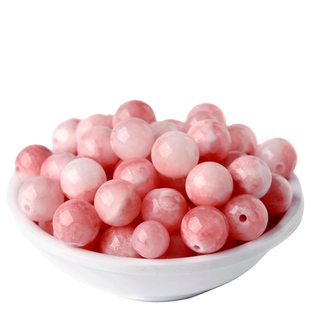 粉白桃花玉散珠子diy手工串珠材料包水晶玉髓手链配珠波斯玉配件