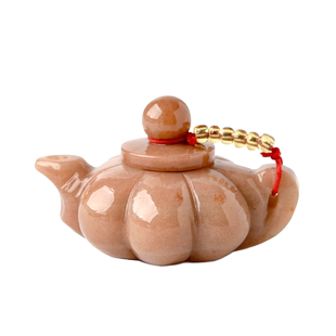 天然新疆戈壁料金丝玉迷你小酒壶手把壶小茶壶打麻将把把壶小摆件