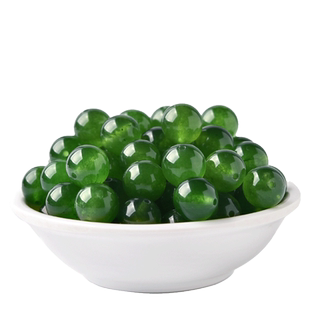 俄罗斯和田碧玉色绿玉髓散珠子菠菜绿diy配珠串珠翡翠色玉珠手链