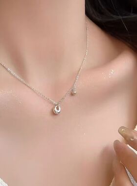 2026轻奢小众银色吊坠锁骨链
