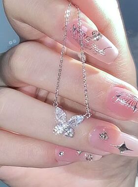 S925银蝴蝶锆石项链女轻奢小众设计感锁骨链高级感生日礼物送女友