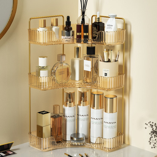 金属梳妆台护肤品轻奢转角收纳架