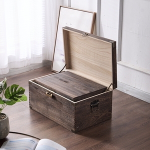 超大号带锁木箱实木木质木制收藏杂物整理收纳箱储物箱复古小木箱