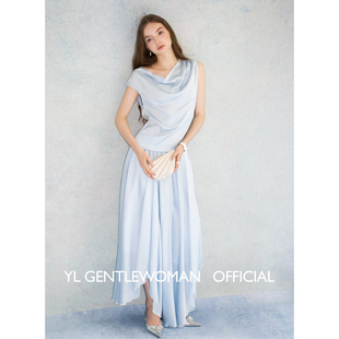 Serein Kare小众设计感荡领不对称设计上衣垂感不规则半身裙