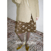 Serein Kare 秋冬丝绒串珠绣花松紧带高腰a字半身裙内搭中长半裙