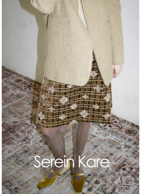 Serein Kare|秋冬丝绒串珠绣花松紧带高腰a字半身裙内搭中长半裙