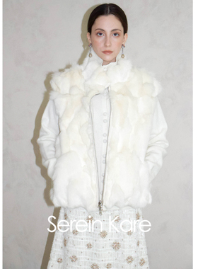 Serein Kare狐狸毛双面两穿皮草马甲背心白色真皮草马夹