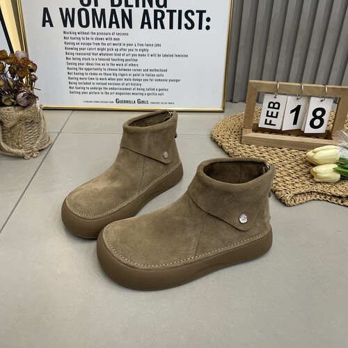 真皮小短靴女2025新款厚底增高