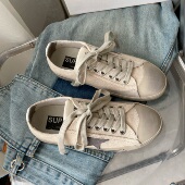 帆布一脚蹬女鞋 韩国东大门复古做旧星星小脏鞋 女平底休闲系带板鞋