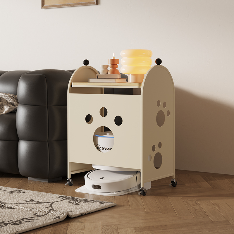 法式中古风扫地机器人置物架客厅创意可移动沙发边桌小边几床头柜