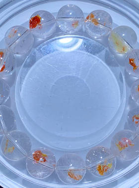 天然锦鲤胶花单圈手链原色红