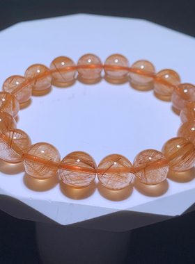 天然橘兔毛发晶单圈水晶手链顺发兔毛手串饰品送礼物男女一物一图