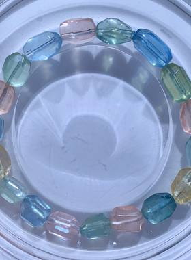 天然冰透摩根石随形单圈手链水晶