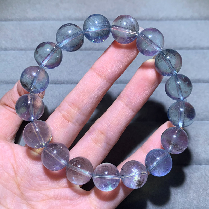 巴西天然云母星光海蓝宝手链绿柱石手串水晶饰品礼物男女生款配饰