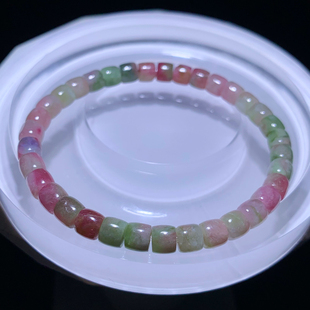天然糯体粉绿西瓜碧玺盘珠手链水晶碧玺饰品手串情侣款礼物饰品女