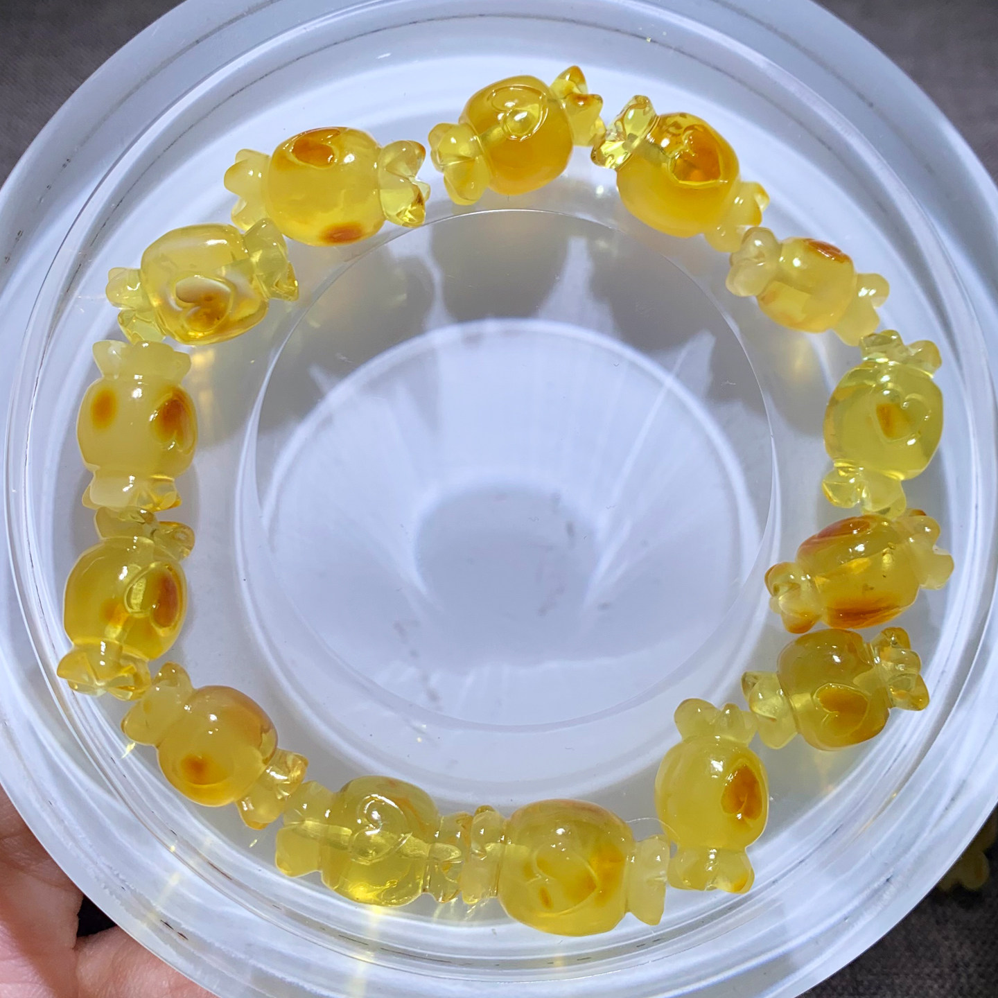 天然蜜蜡糖果雕刻件琥珀波罗的海原石原矿金珀手串手链黄色玉石女