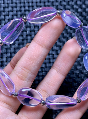 天然紫玉晶切角刻面随形手链饰品