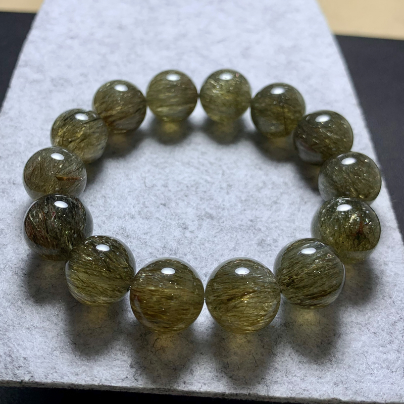 巴西天然顺发绿发晶水晶手链饰品