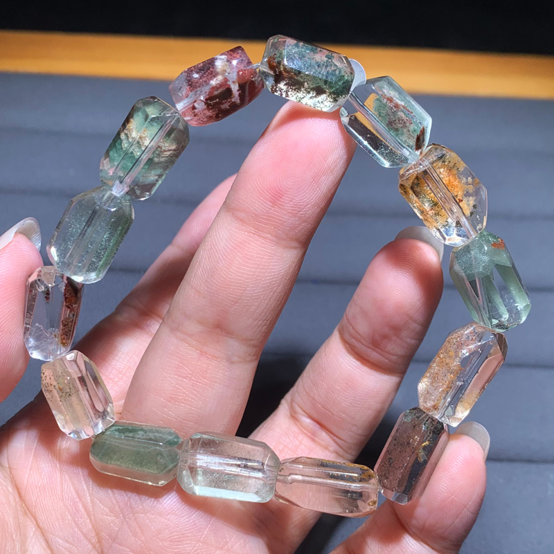 天然幽灵随形刻面发晶手串幽灵女