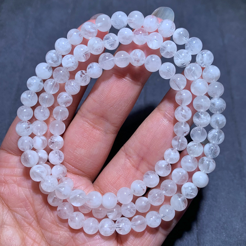 天然雪花幽灵三圈新矿种手链礼物