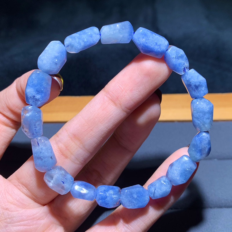 天然蓝兔毛团团随形手链水晶兔毛绒发晶单圈手串送礼物女友民族风