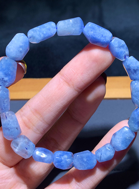 天然蓝兔毛团团随形手链水晶兔毛