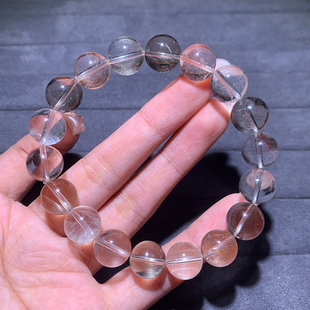 天然发晶手串单圈佛珠白银发晶水晶手链发丝饰品送礼物女一物一图