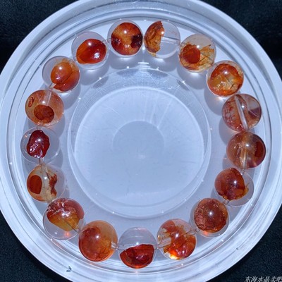 天然巴西原色红胶花手链饰品男女