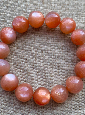 天然双色日光石手串金砂太阳石手链深橙色水晶时尚饰品情侣款礼物