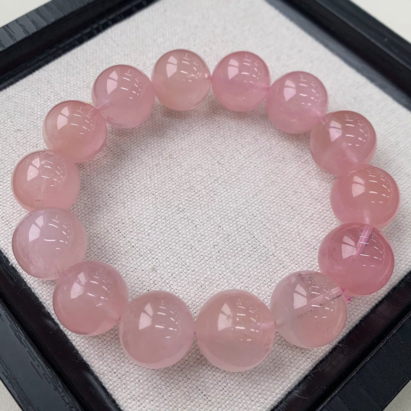 天然粉摩根石手链冰种绿柱石水晶圆珠情侣款桃花粉嫩送礼物情侣款