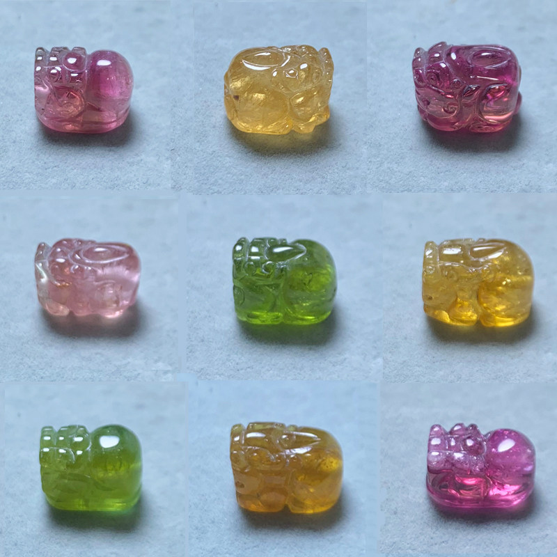 天然老矿彩虹糖果碧玺貔貅配饰手链水晶情侣手串单珠饰品送礼物女