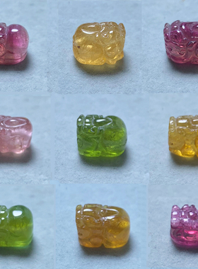 天然老矿彩虹糖果碧玺貔貅配饰女