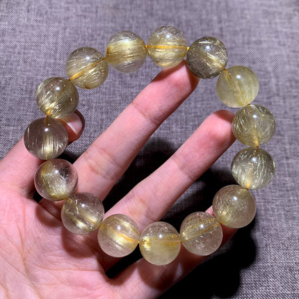 天然冰透维纳斯发晶手链巴西发丝金发晶水晶手串饰品男女礼物情侣