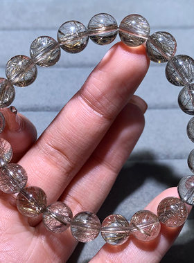 天然冰透银发晶手串饰品情侣款女