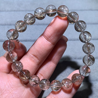 天然冰透银发晶手串饰品情侣款女