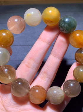 天然顺发黄彩兔毛单圈手链饰品女